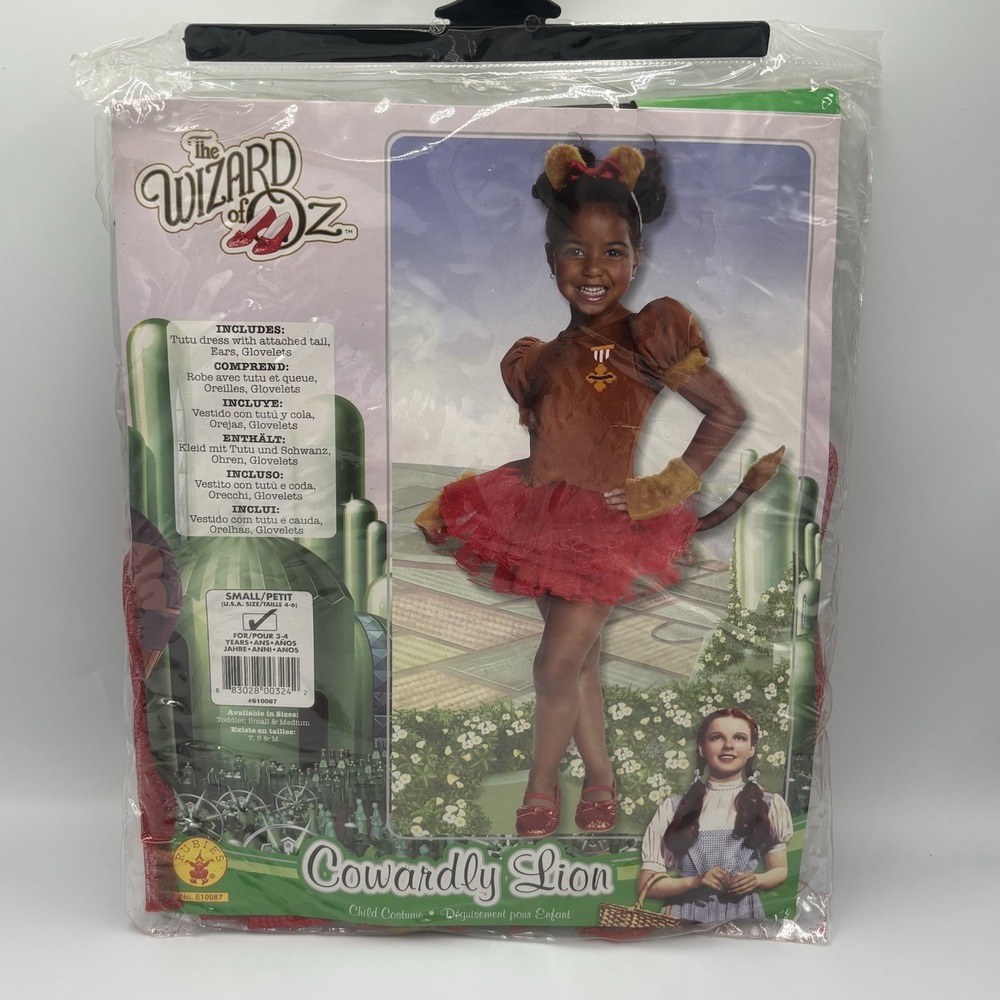 The Wizard of Oz Cowardly Lion Small 4-6 Child Costume Tutu Rubie's NEW